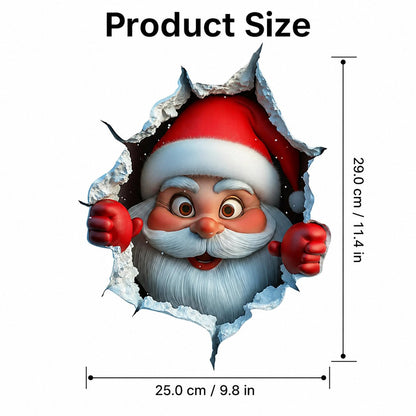 🎄 Realistic 3D Santa Breakthrough Wall Stickers