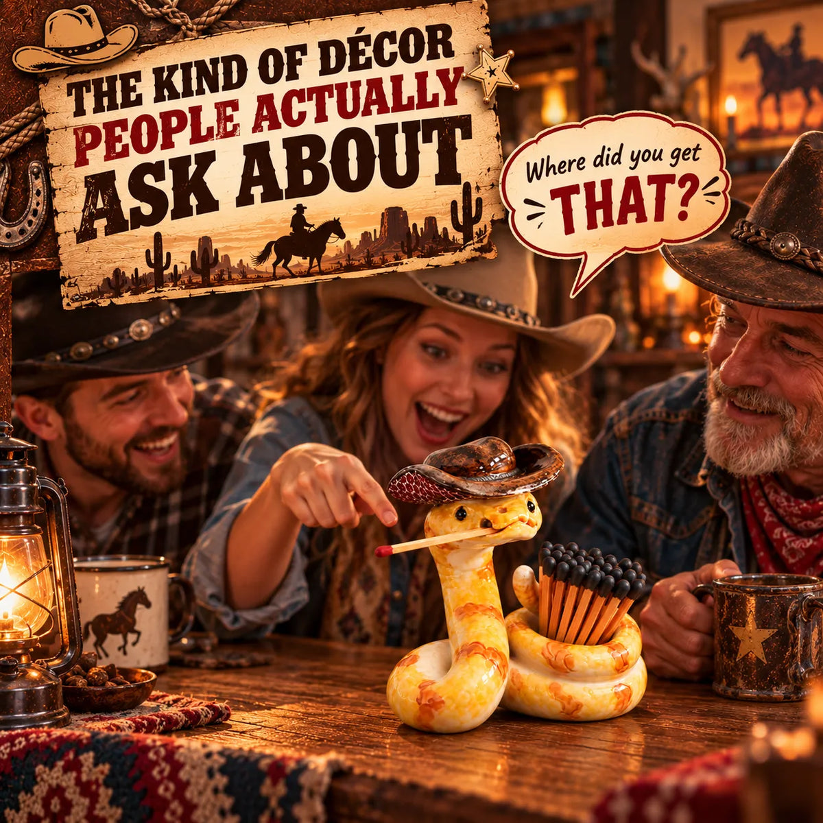 🔥LAST DAY 50% OFF🤠The Cowboy Rattler – Funny Western Match Holder🐍🔥
