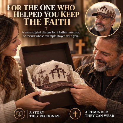 ✝️ Viacrucis Faith-Inspired Cap | Raised Crosses • Way of the Cross Artwork