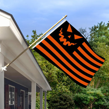 🎃Halloween Pumpkin Flag 3x5ft – Black Orange Striped Banner