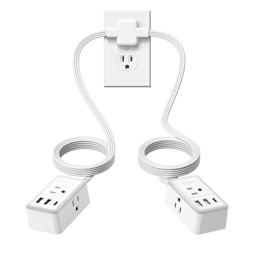 🔥Last Day Promotion 49% OFF-NTONPOWER Double Extension Cord 12 FT Power Strip  3 Outlets 3 USB