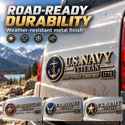 🇺🇸🎖️ Veteran Honor 3D Metal Car Emblem – A Tribute to Service & Pride