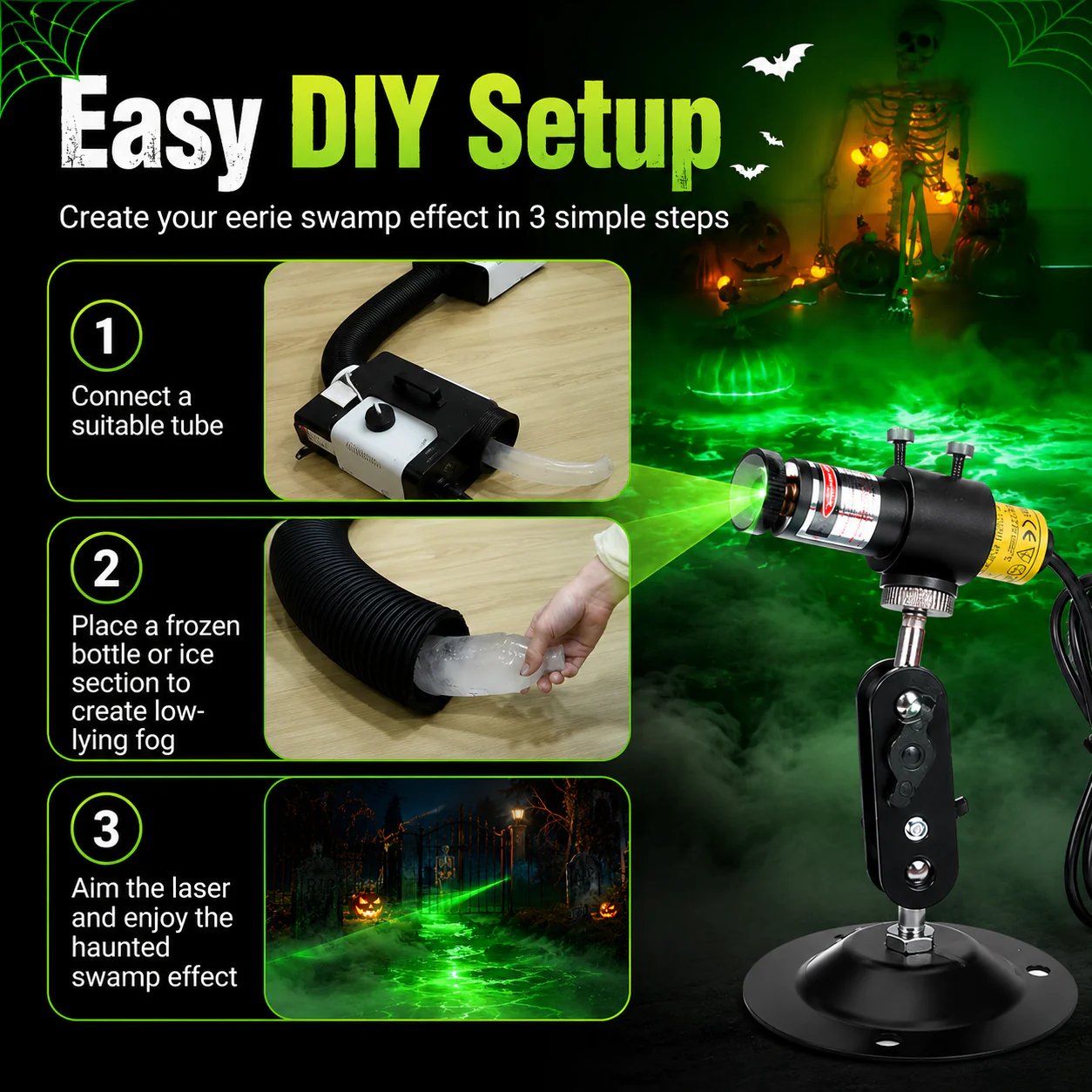 🎃Halloween Green Laser Fog Projector for Swamp Effect