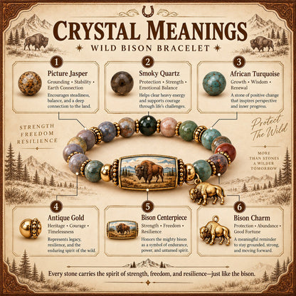 🦬 Wild Bison Guardian Crystal Bracelet