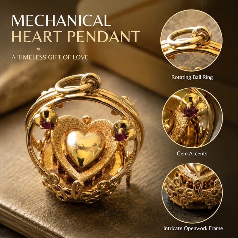 ❤️‍🔥⚙️Heartbeat mechanical pendant - ✨Heart Design × Mechanical Aesthetic