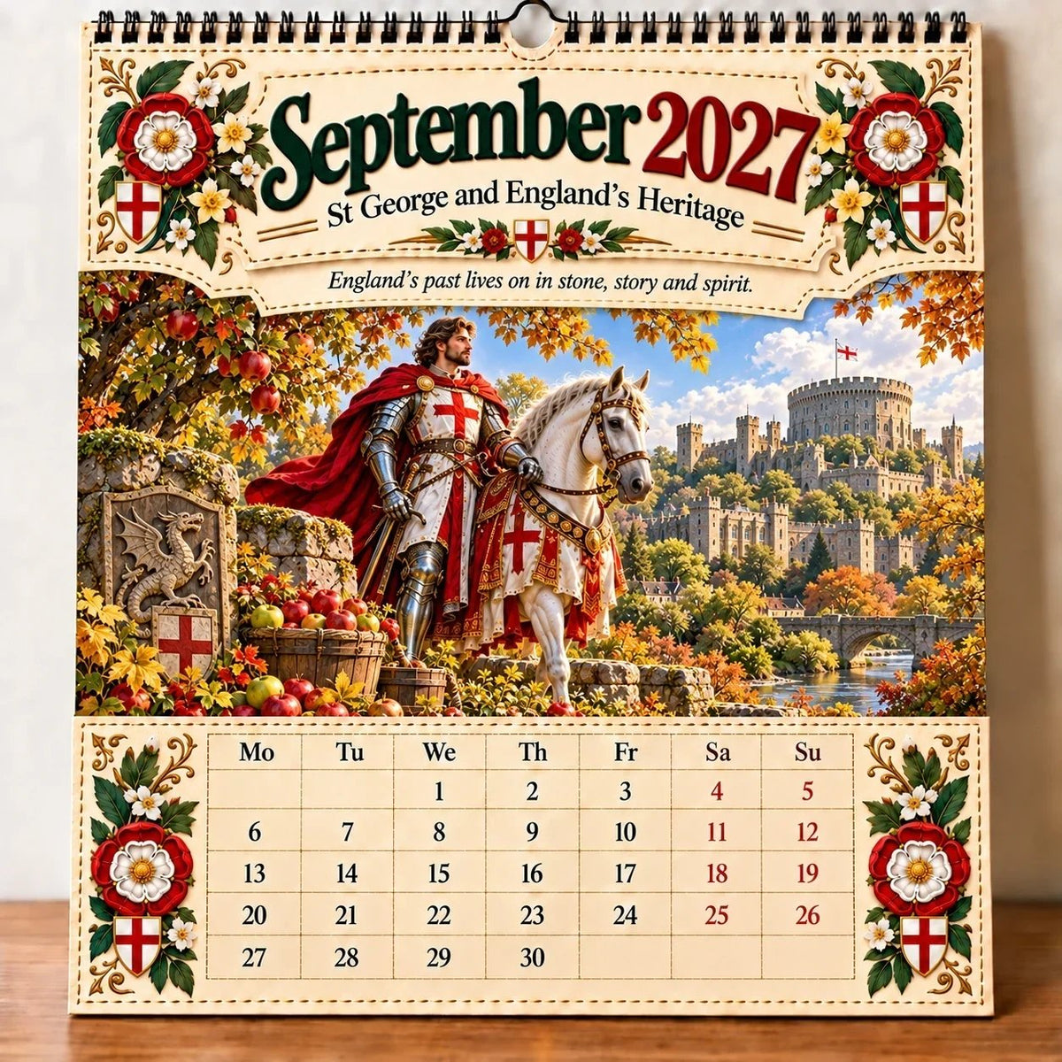 🗡️🐉 2027 England St George “Faith, Courage & Protection” Wall Calendar📅