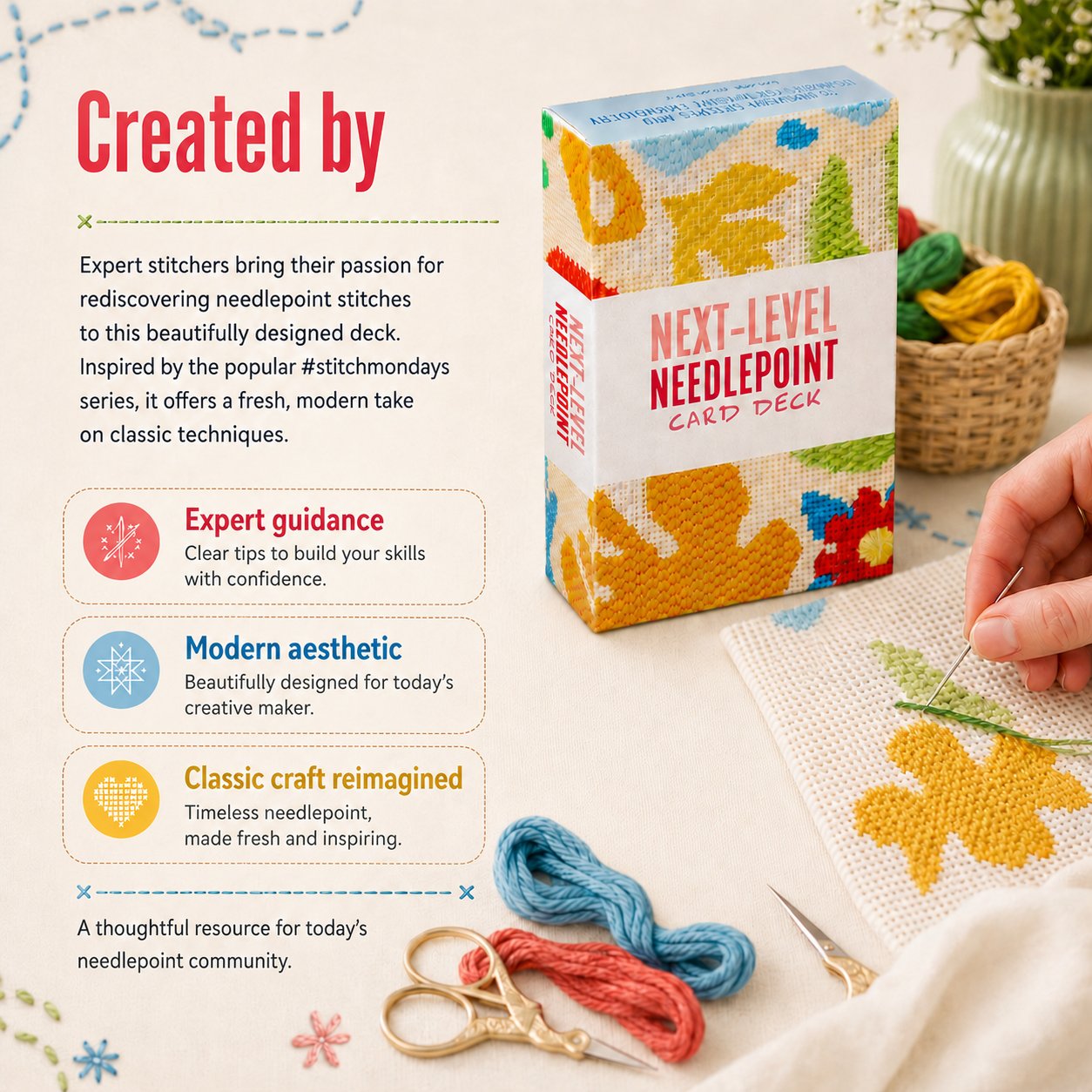 🔥HOT SALE 49% OFF🧵Next-Level Needlepoint Card Deck – 50 Stitch Cards + Techniques for Tapestry Lovers✨(📦Buy 2 Free Shipping)