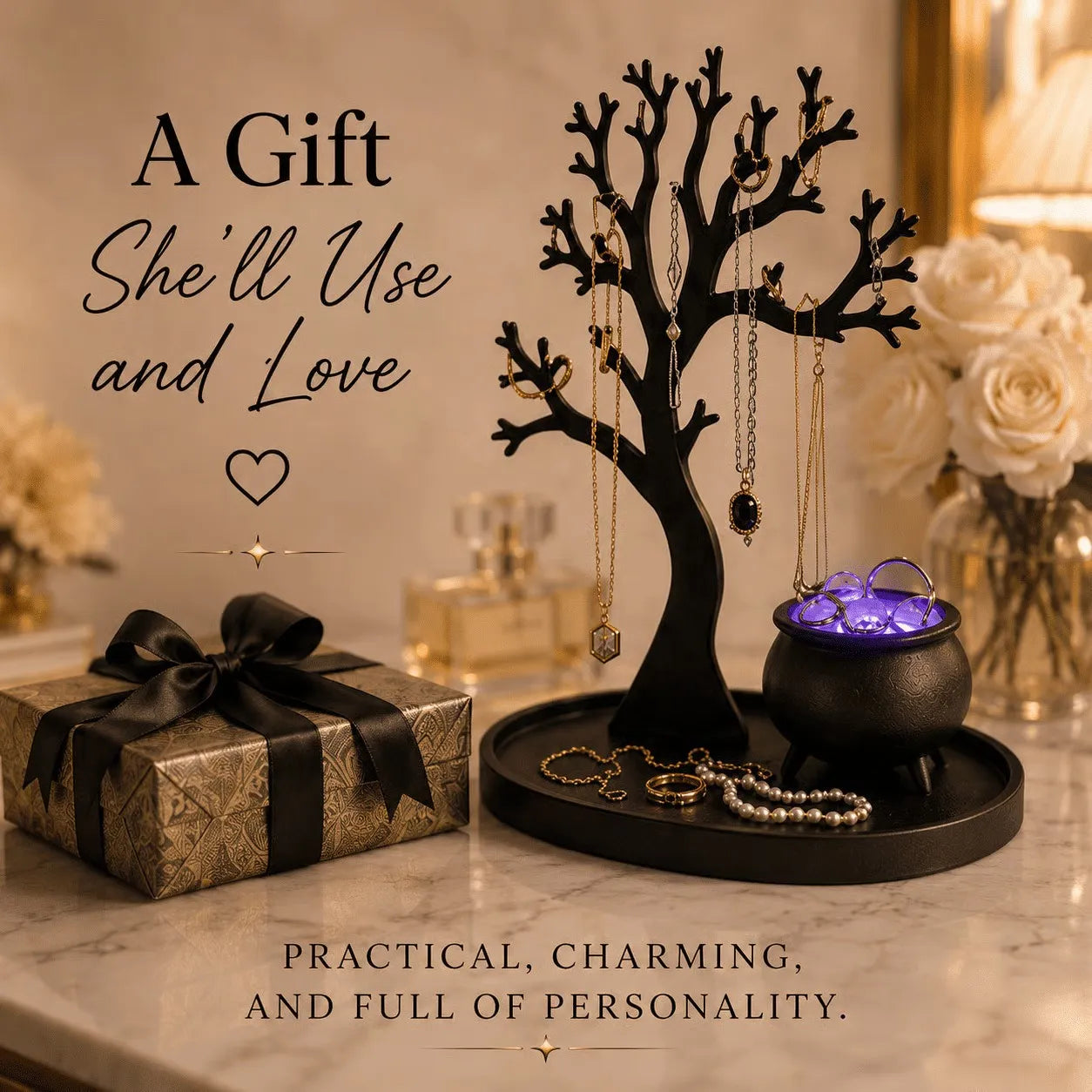 ✨ Light-Up Jewelry Tree – 3D Sculptural Jewelry Display Stand & Organizer