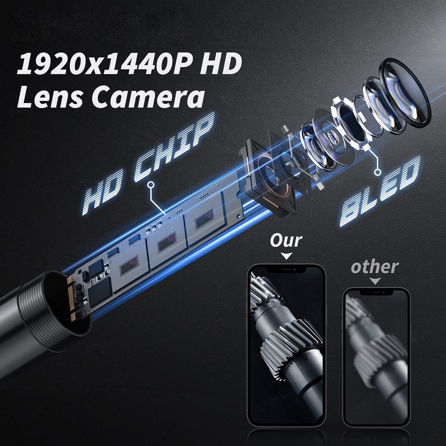 🔎 Plug-and-Play Endoscope Camera - Compatible with Android & iPhone & ipad for Direct Connection