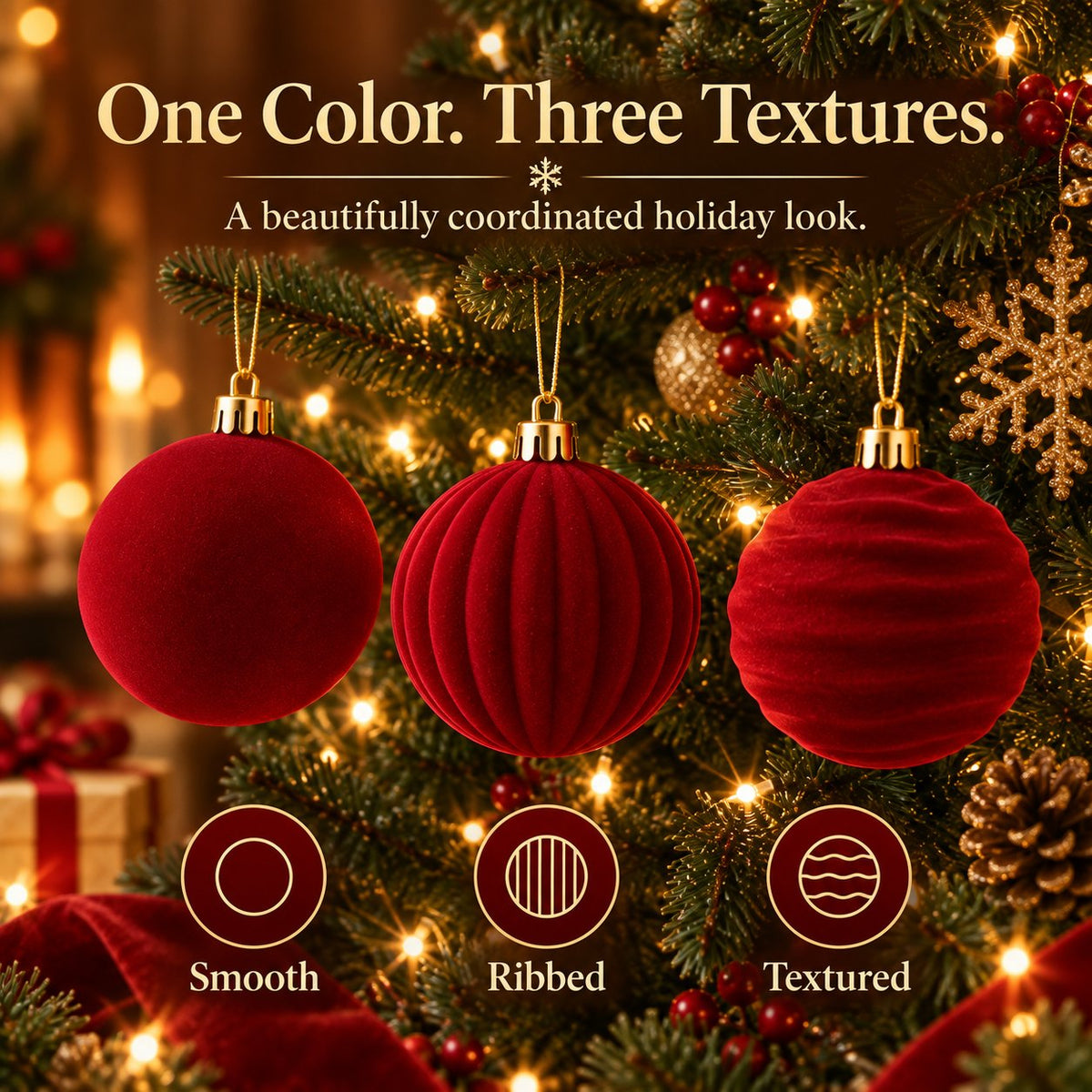 🎄 Red Christmas Ornament Set