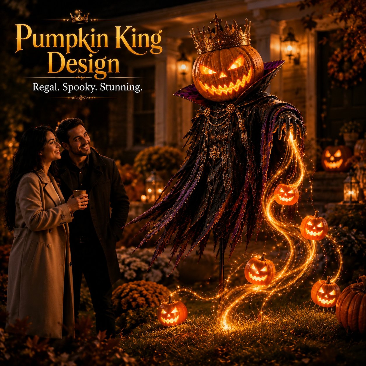 Pumpkin King Solar Halloween Yard Decor with Flowing LED Effect