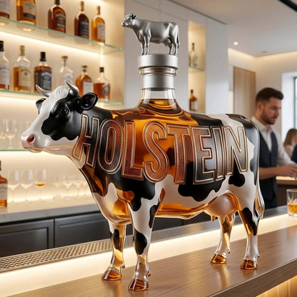 Deluxe Holstein Cow-Shaped Whiskey Decanter Set – Luxury Decanter Gift Box for Home Bar Decor, Unique Anniversary Gift for Men
