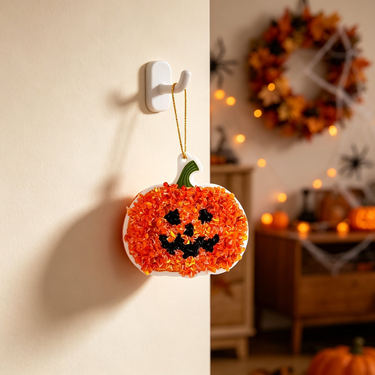 👻Halloween Poke In Art Kit, Kids Handmade Hanging Decor Craft Set with Pumpkin Ghost Bat Spider