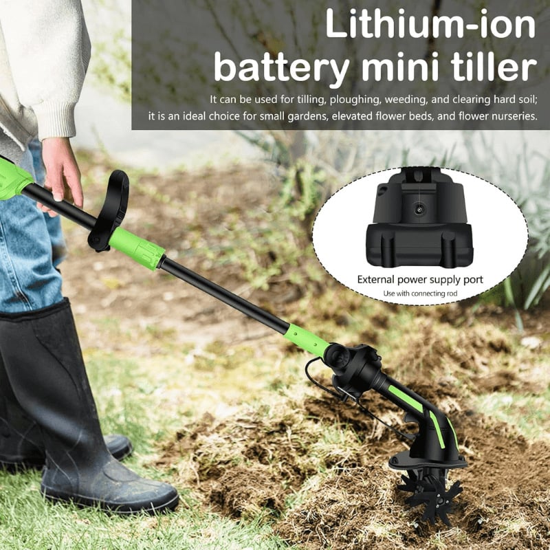 2-in-1 Cordless Tiller & Cultivator with Extension Pole
