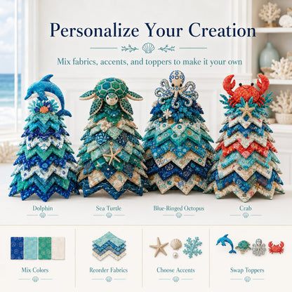 🔥 LAST DAY 49% OFF – 🌊 Ocean Dreams Layered Fabric Tree Craft Kit | Create a Freestanding Coastal Centerpiece with Coordinated Fabrics & Marine Topper 🐚✨