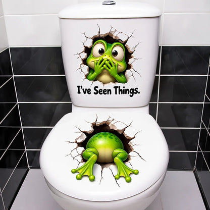 😂 Bathroom Buddies – Funny 3D Illusion Toilet Sticker Set | Removable 3D Illusion Stickers for Funny Bathroom Decor & Gag Gifts 🦝