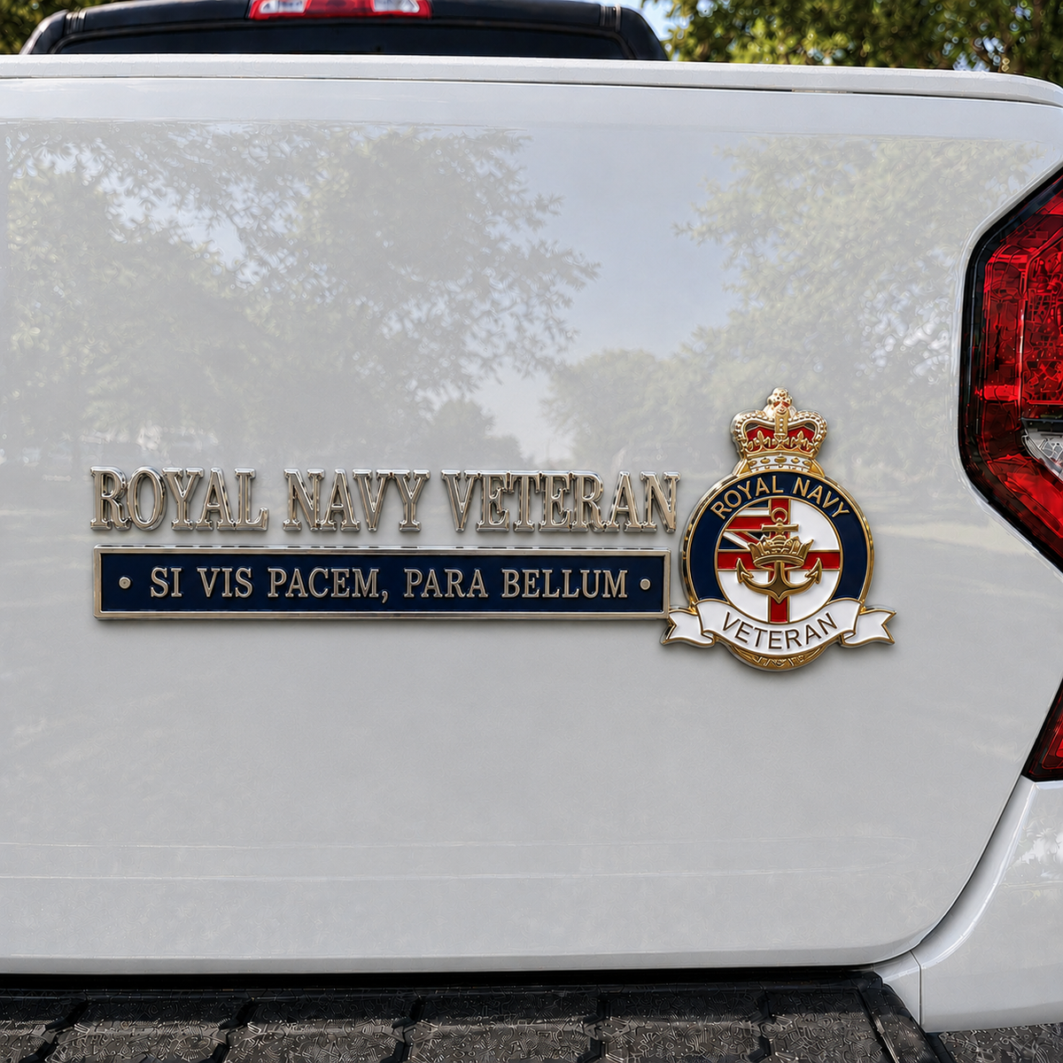 Royal Navy Veteran emblem displayed on vehicle