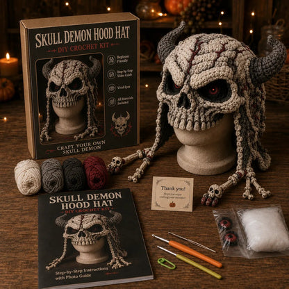 🎃 Halloween Monster Hood DIY Crochet Kit | Premium Soft Yarn Materials with Step-by-Step Guide DIY Handmade Wearable Character Hood 🧶🎭✨