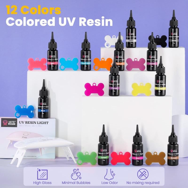 ⭐HOT SALE 49% OFF - 🎨Instant Creation UV Resin Craft Kit: 12 Colors with Light & Tools