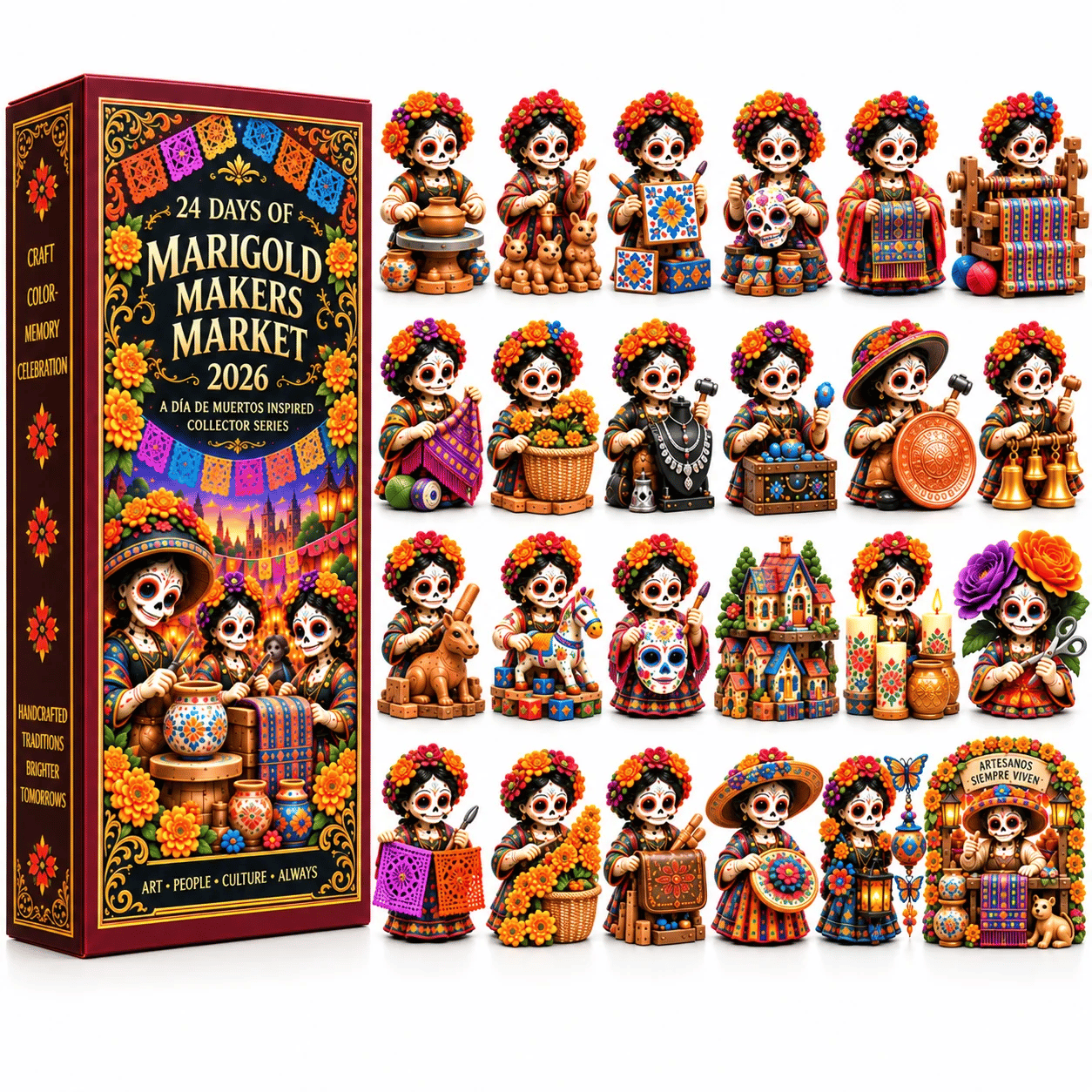 Día de Muertos Collector Advent Calendar – 24 Miniature Figurines