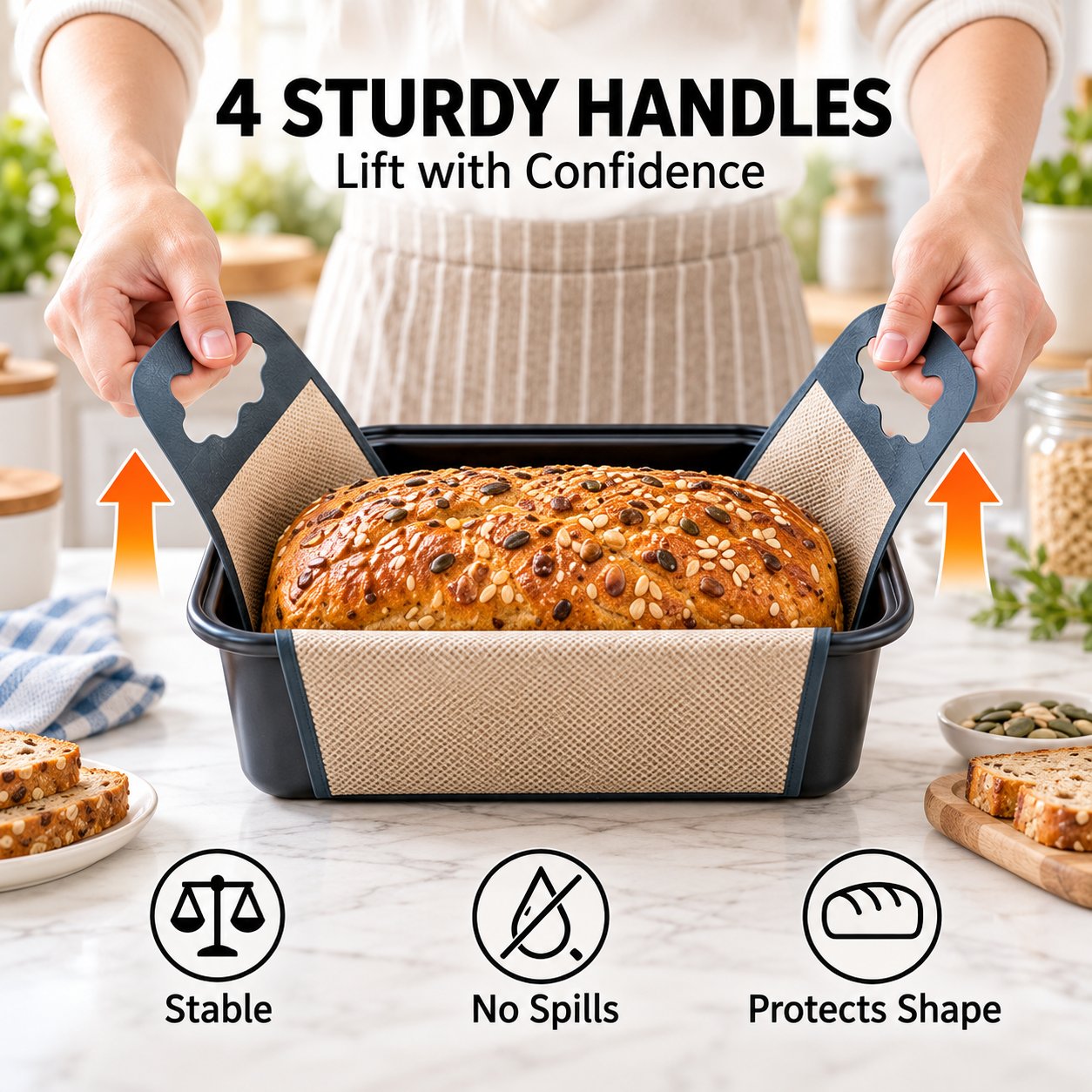 🍞 Premium Food-Grade Silicone Bread Loaf Pan Liners | Easy Lift & Mess-Free Sourdough Baking 💛