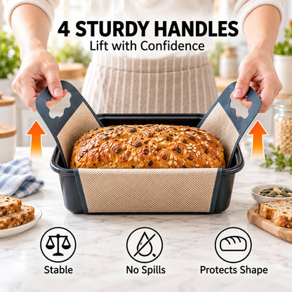 🍞 Premium Food-Grade Silicone Bread Loaf Pan Liners | Easy Lift & Mess-Free Sourdough Baking 💛