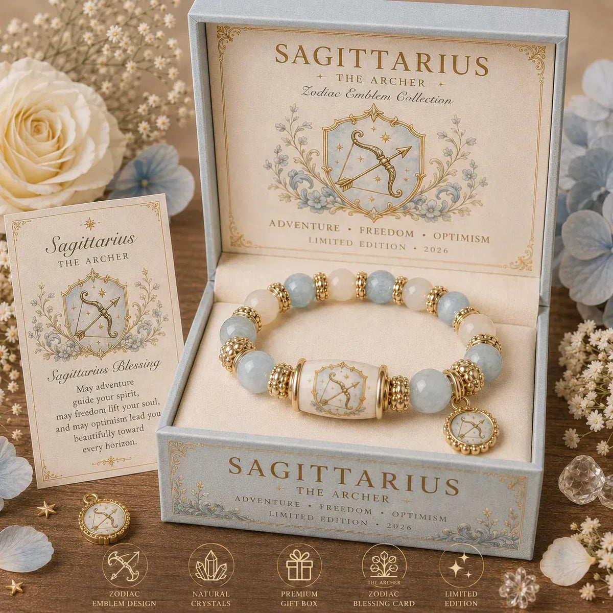 ⏳ Last Day 49% OFF – ♈ 12 Zodiac Natural Chalcedony Bracelet Collection | 10–12mm Gemstone Beads, Symbolic Zodiac Charm, Stretch Fit & Collector’s Gift Box Included ✨