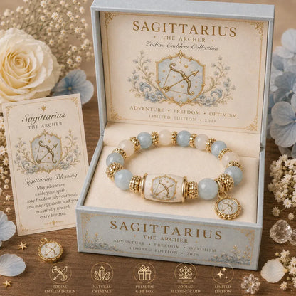 ⏳ Last Day 49% OFF – ♈ 12 Zodiac Natural Chalcedony Bracelet Collection | 10–12mm Gemstone Beads, Symbolic Zodiac Charm, Stretch Fit & Collector’s Gift Box Included ✨
