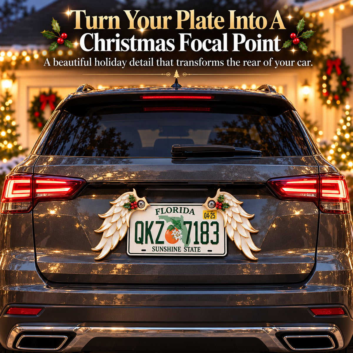 Christmas Angel Wing License Plate Decor