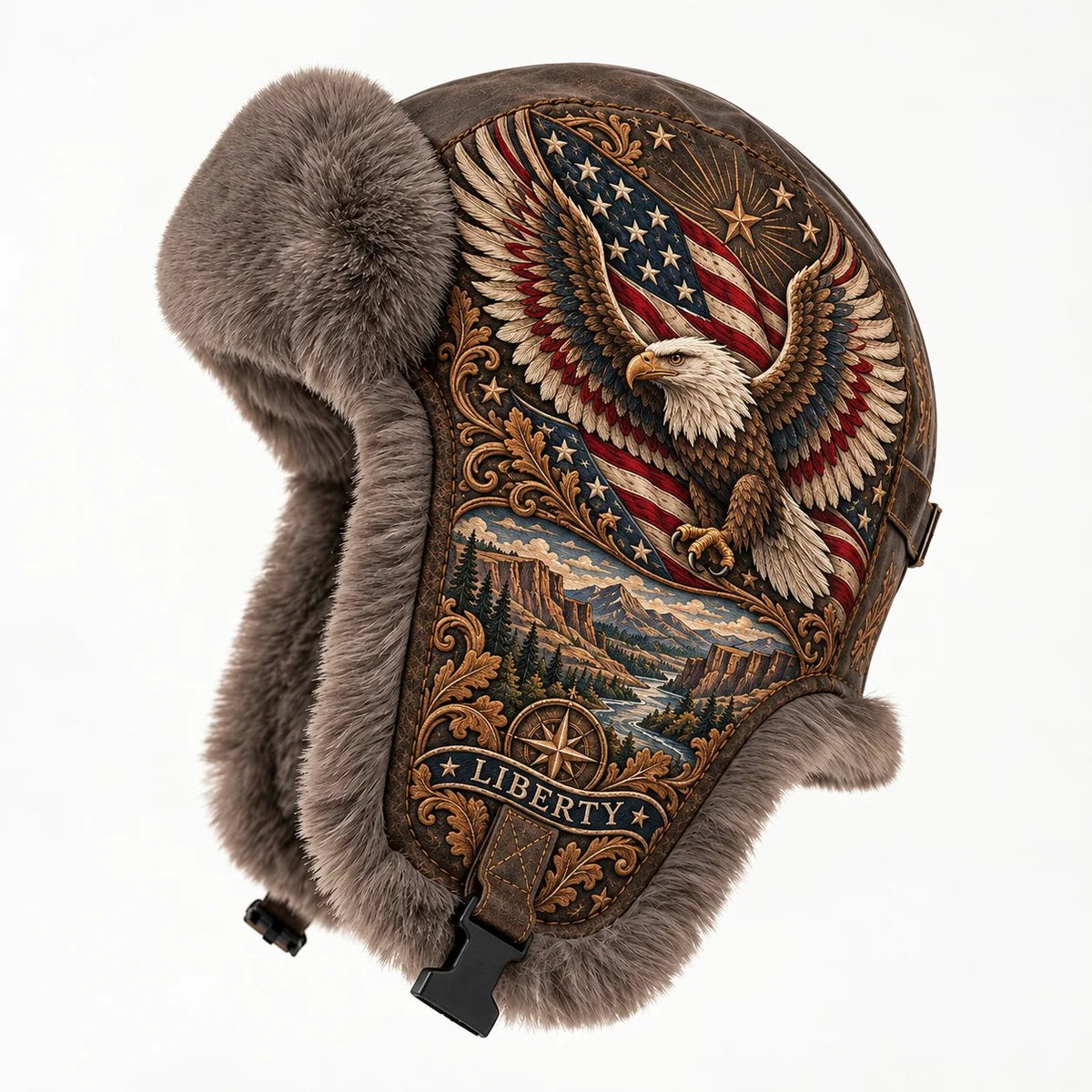 🦅 Wings of Liberty Plush-Lined Winter Trapper Hat
