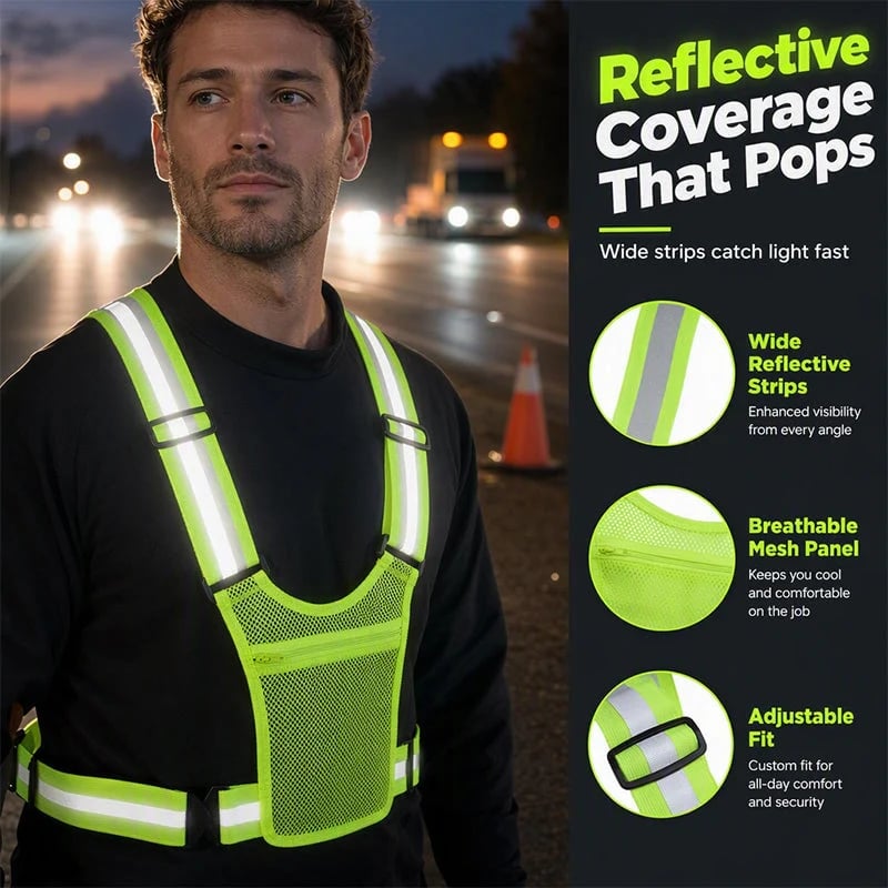 High-Visibility Reflective Vest – Adjustable Running & Work Gear