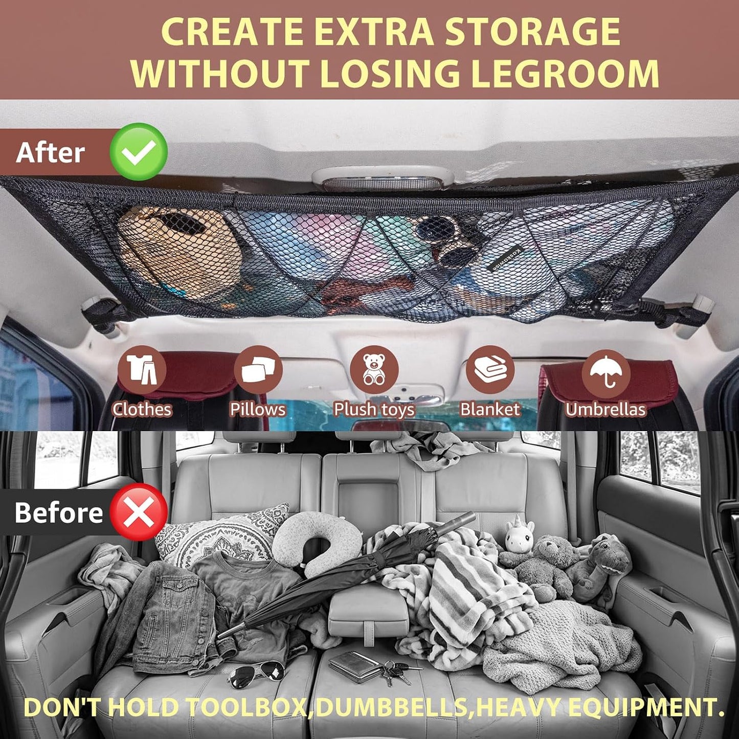 Car Ceiling Cargo Net