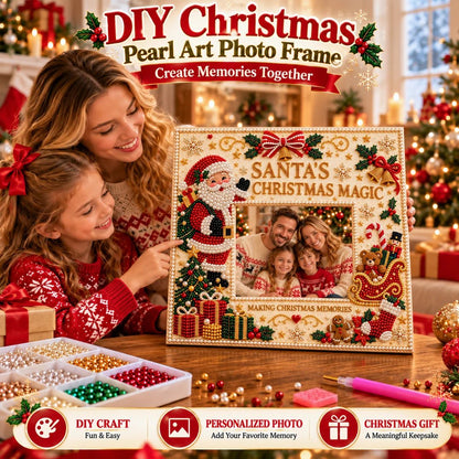 🎄 DIY Christmas Pearl & Rhinestone Photo Frame Kit | Beginner-Friendly Holiday Craft 💎