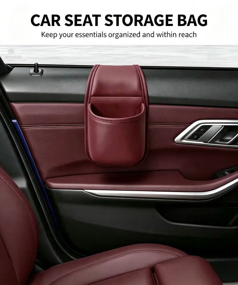 💥Huge Savings 49% OFF｜Leather Car Door Side Storage Pocket, Double‑Layer Organizer with Flannel Lining