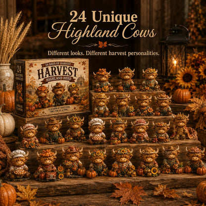 🍂 24-Day Highland Cow Harvest Countdown Calendar Blind Box – 24 Collectible Fall Figurines🐮🎃