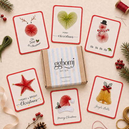 Christmas String Art Greeting Card DIY Kit – 6-Piece Stitching Set