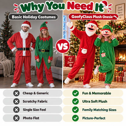 Goofy Mouth Christmas Plush Onesie | Soft Fluffy Family Holiday Costume