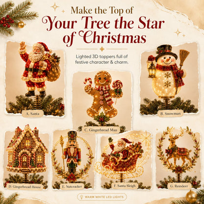Lighted Christmas Tree Topper Collection – 7 Festive Character Designs