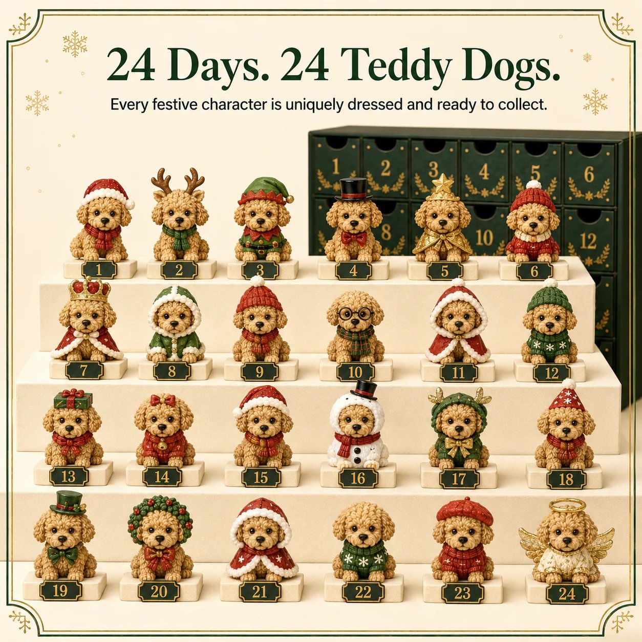 🔥50% Off Last Day🔥 - 🐶 24 Days of Christmas Teddy Dog Magic Advent Calendar – 24 Collectible Holiday Puppy Surprises