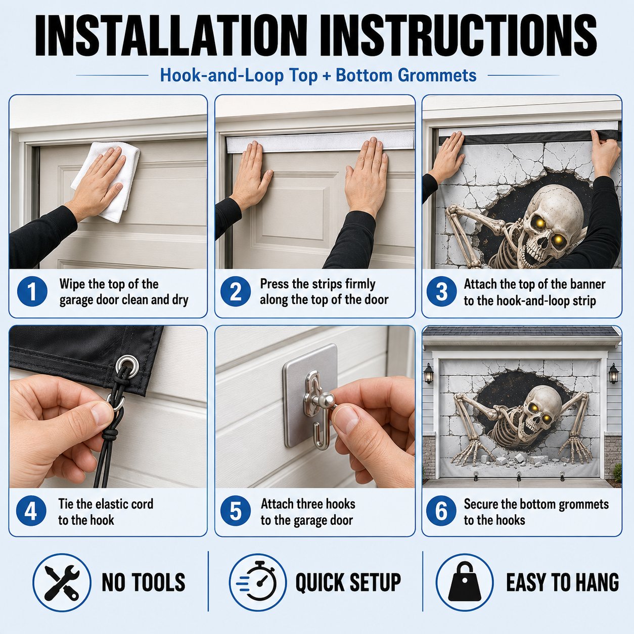 👻Scary Skeleton Breakthrough Garage Door Banner