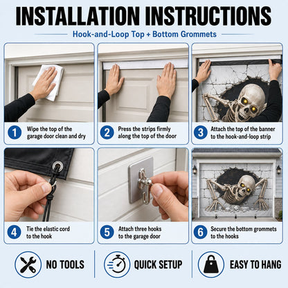 👻Scary Skeleton Breakthrough Garage Door Banner