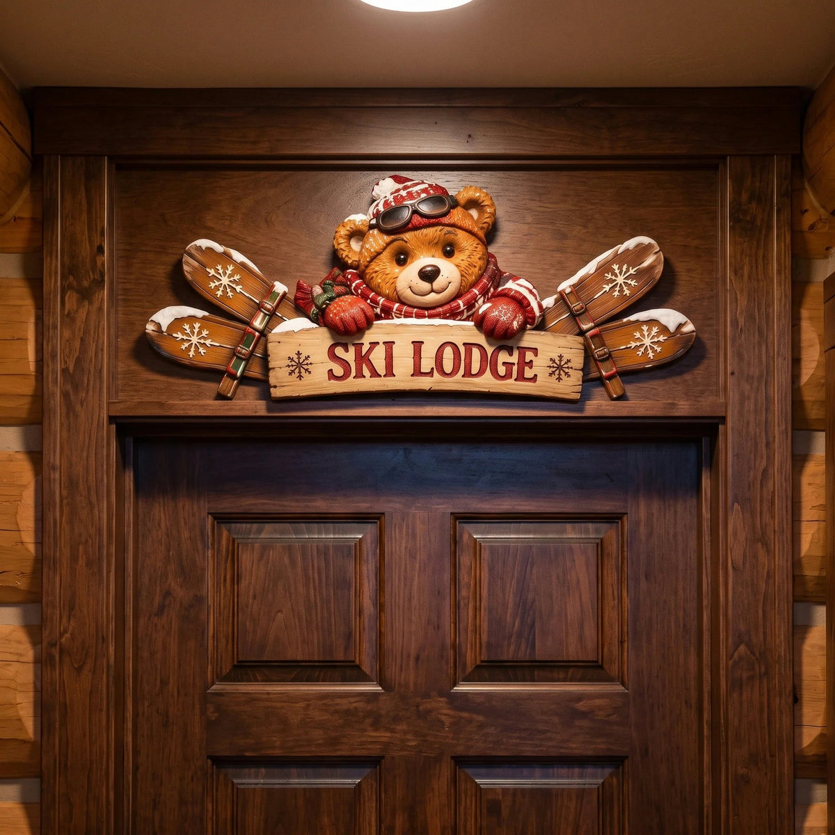 ❄️🎿 | Rustic Winter Mountain Cabin Door Frame Decor, Christmas Above-Door Wall Sign, Seasonal Porch Home Ornament