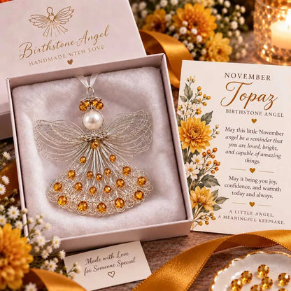 👼 Birthstone Angel Wire Ornament | 12 Month Keepsake Colors