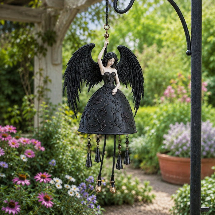 Dark angel hanging in flower garden