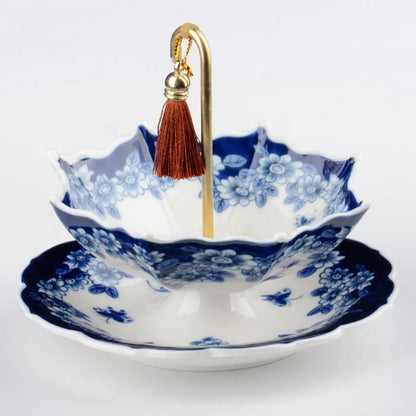 ☂️ Blue-and-White Umbrella Tea Strainer | Ceramic Tea Filter Set