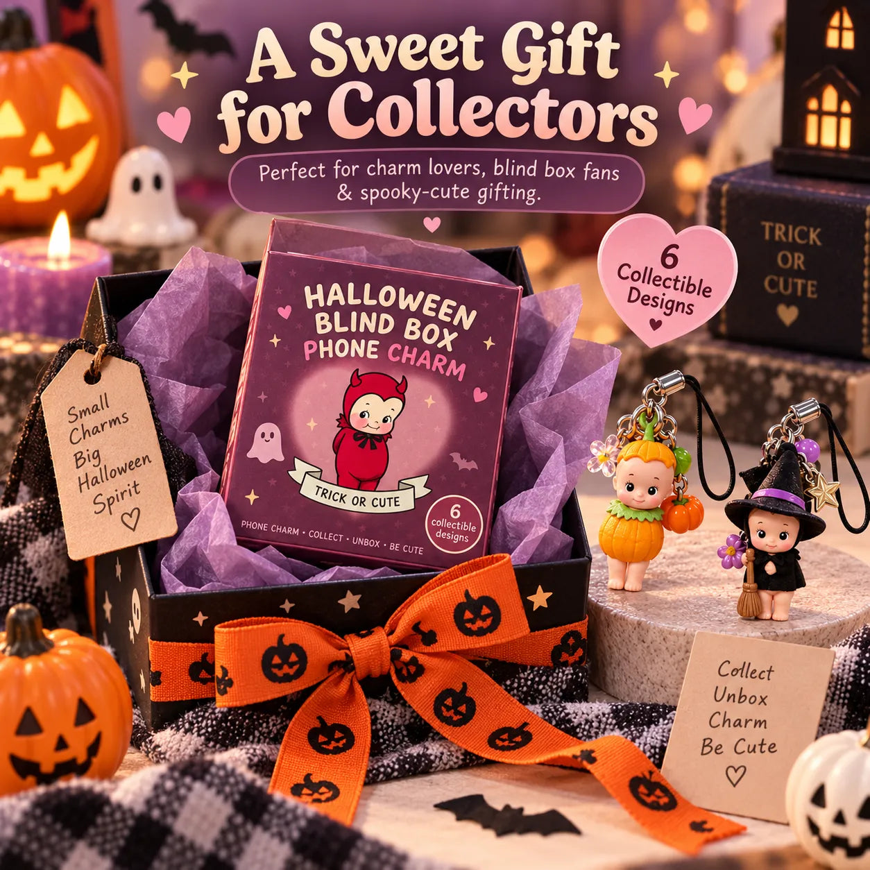🎃 Halloween Blind Box Phone Charm – 1 of 6 Spooky Surprise Designs ✨