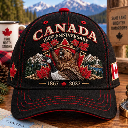 ⏰LAST DAY 50% OFF - 🍁 Canada 160th Anniversary 1867–2027 – Premium Embroidered Heritage Cap 100% Cotton