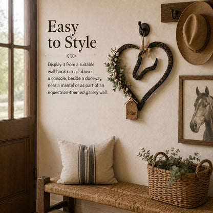 ✨ ✨Rustic Horse Heart Wall Decor with Greenery – Farmhouse Equestrian Home Accent