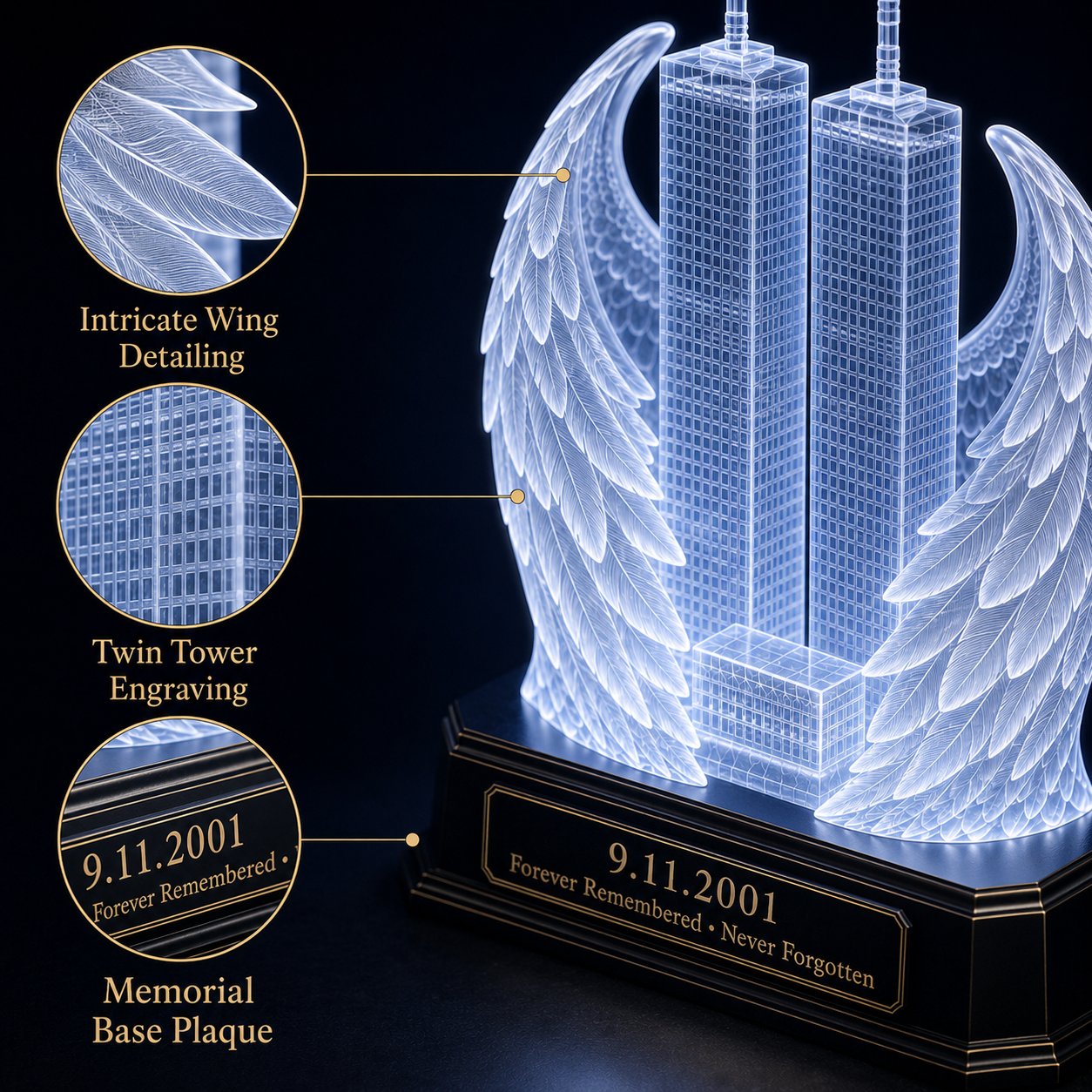 🪽 9/11 Twin Towers Memorial Light A Tribute to 2,977 Lives Lost — Forever Remembered, Forever Honored