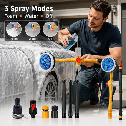 Water‑Powered Auto Rotating Car Wash Brush for Home Garage Car Care